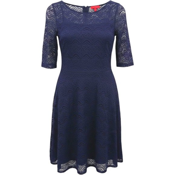 Signature by Sangria Dresses & Skirts - Signature by Sangria Purple Blue Lace Fit & Flare Dress Women's 10 Boatneck Chic